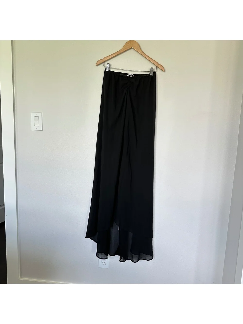 Victoria's Secret Black Strapless Maxi Hi Low Sheer Cover up Dress Size Small